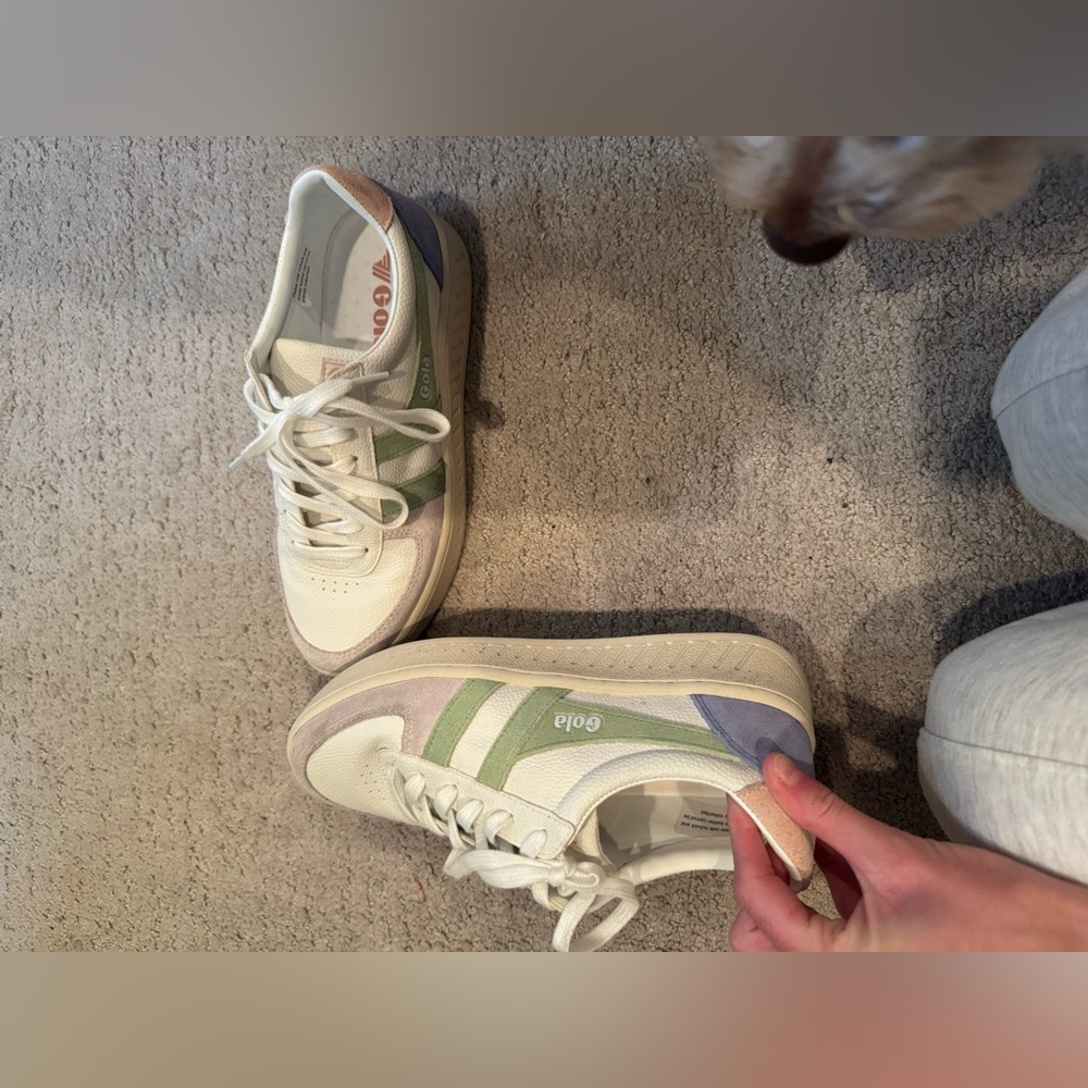 Gola White Sneakers with Pastel Green, Pink and Lavender Accents - Picture 2 of 4